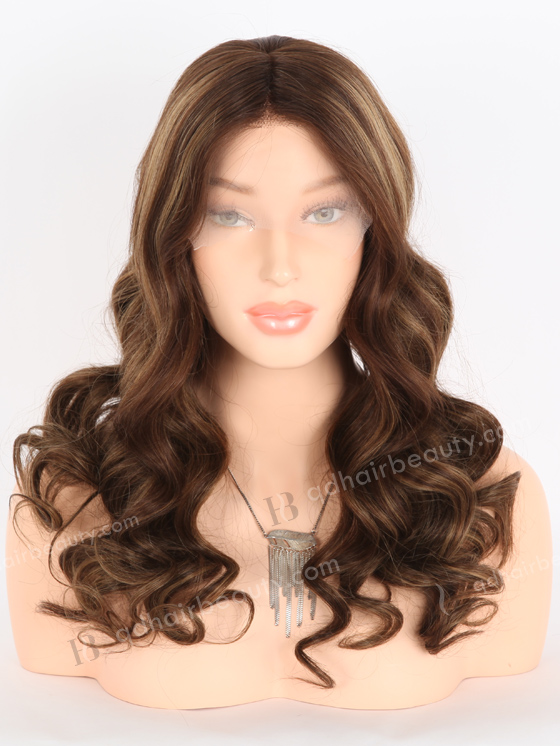 In Stock European Virgin Hair 20" Beach Wave 3# With T3/8# Highlights Color Lace Front Wig RLF-08036